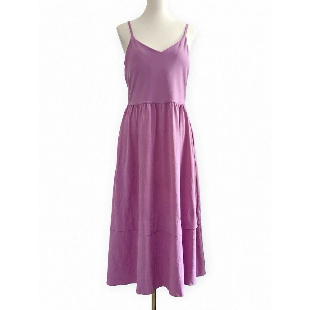 Athleta Elation V-Neck Hybrid Athletic Midi Dress in Pink Womens M 601546 - Picture 3 of 6